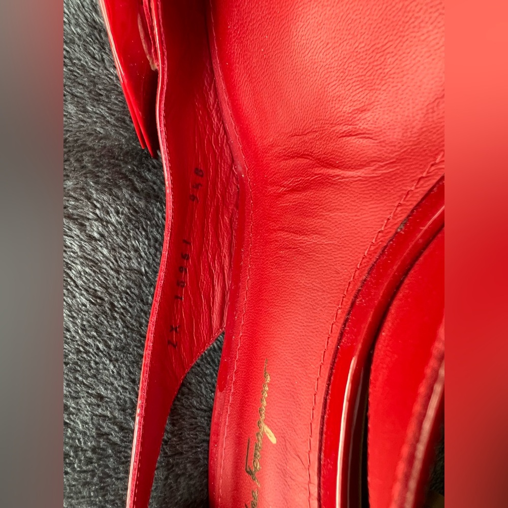 Salvatore Ferragamo Red Patent Slingback Heels - Picture 4 of 4